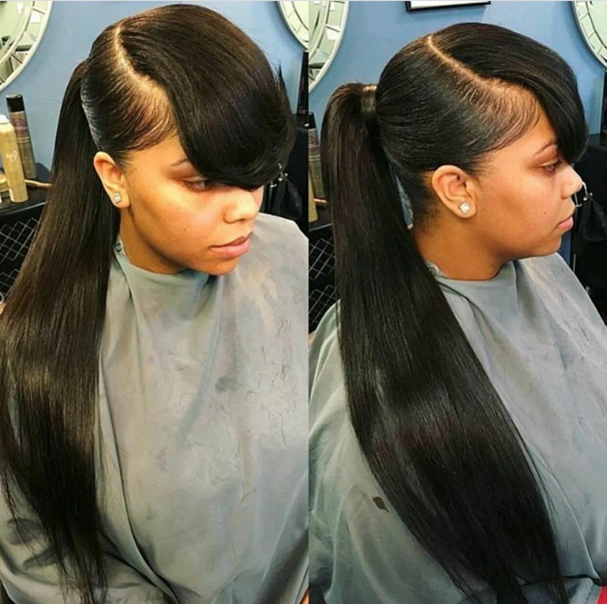 Нарощенные волосы в хвосте как выглядят Hairstyle Trends - 25 Cutest Examples of a Ponytail with Bangs (Photos Collectio