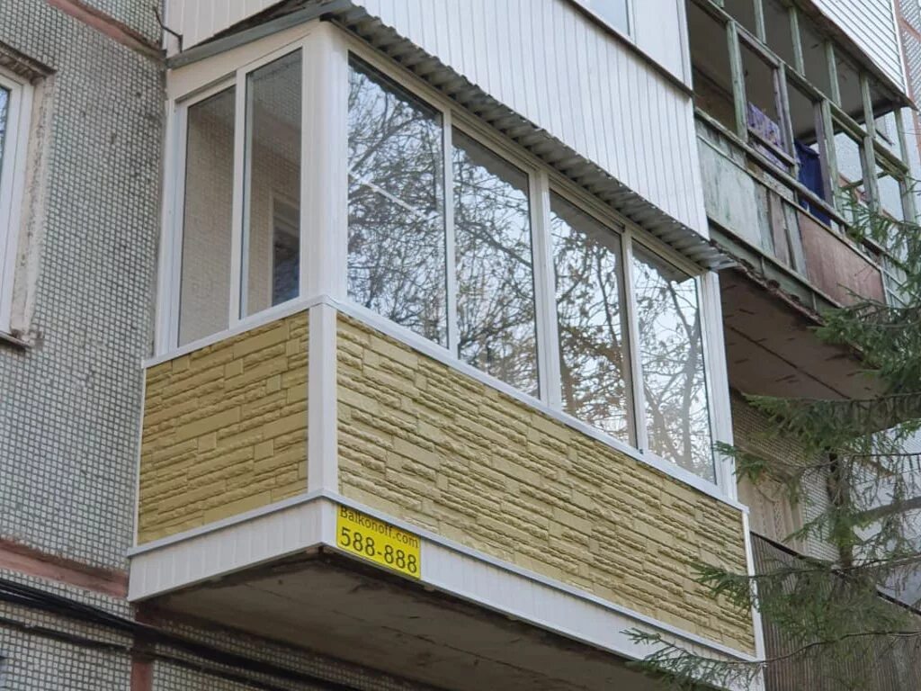 Наружная отделка балкона фото Ремонт балкона в Туле и установка окон с перемычками