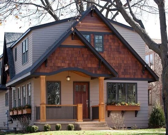 Наружная отделка деревянного дома варианты отделки Love the way they did the gable ends!! Transitional exterior, Contemporary house