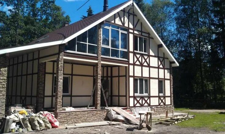 Наружная отделка сип дома варианты Отделка дома House styles, Prefabricated houses, Wooden house