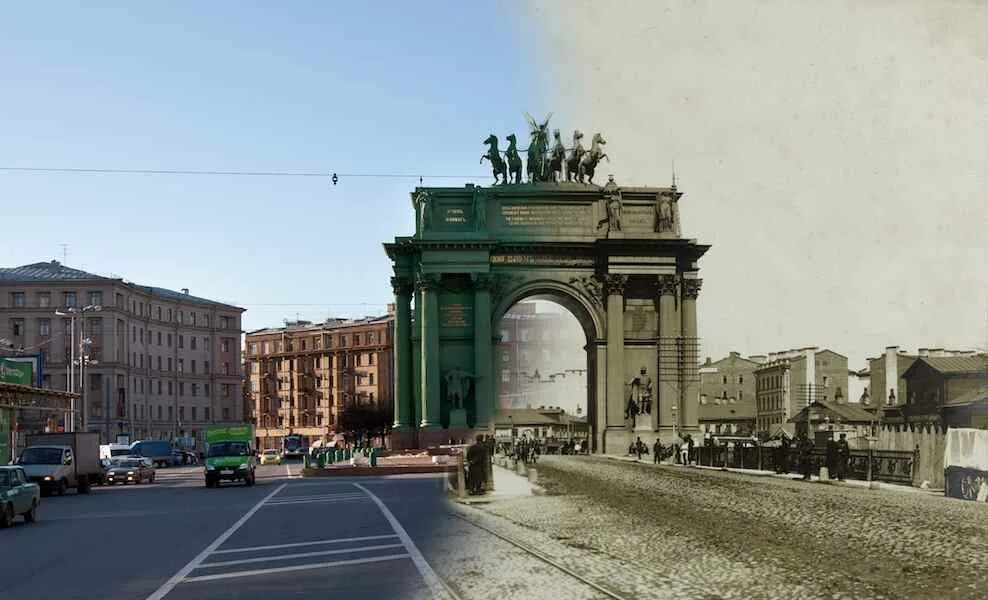 Нарвские триумфальные ворота площадь стачек 1 фото Photo collages St. Petersburg species through the ages