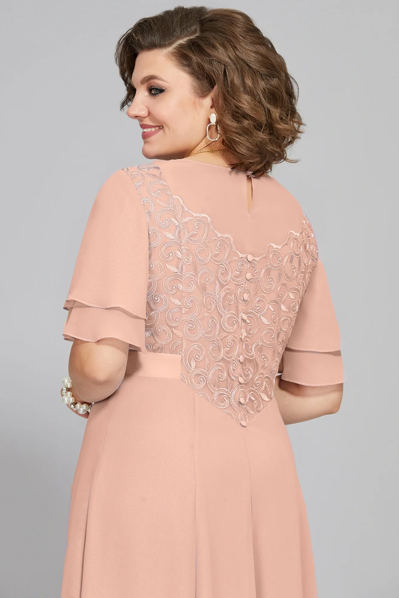 Нарядные платья фото и цены Вечернее платье Mira Fashion 5274 -2 пудра в размере 50-56 купить в Москве с дос