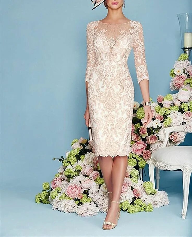 Нарядные платья фото на свадьбу Custom Made Light Pink Women's Mother of The Groom Dresses Tea Length With Jacke