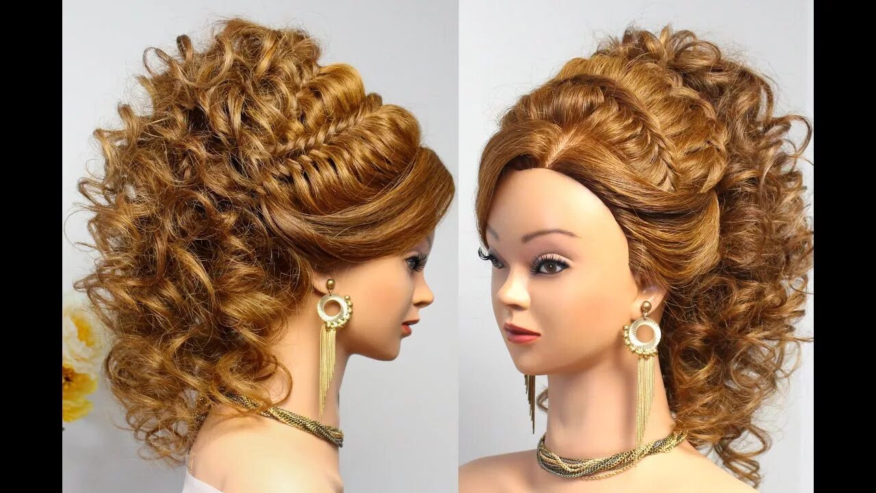 Нарядные прически на волосы Curly bridal hairstyle for long hair tutorial - YouTube