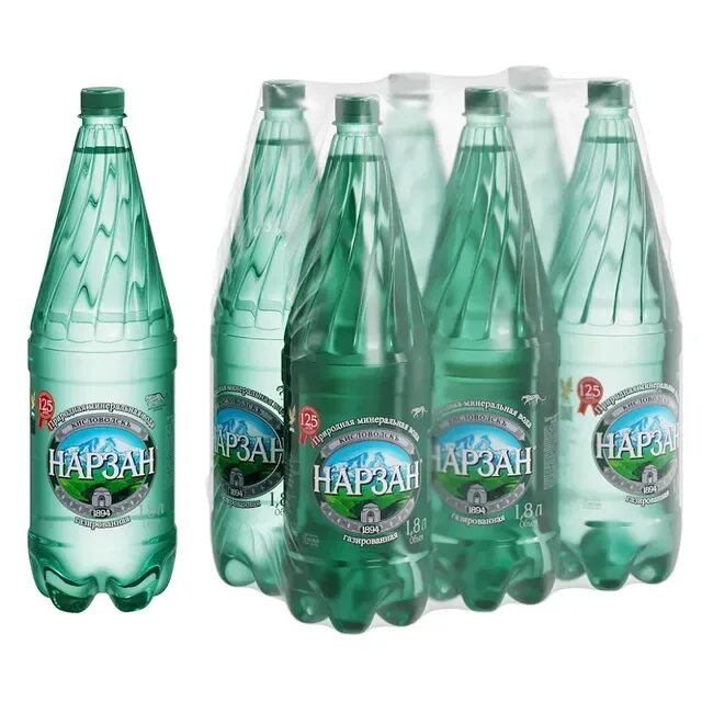 Нарзан вода фото Минеральная вода Нарзан газированная, ПЭТ, 6 шт. по 1.8 л - купить в Москве, цен