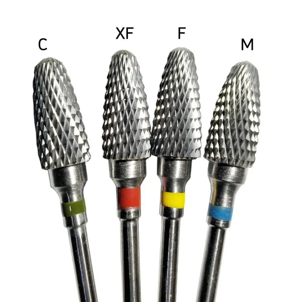 Насечки на фрезах для маникюра по цветам 4 Style Choice Tungsten Carbide Nail Drill Bits Machine Nail Cutter Nail File Ma