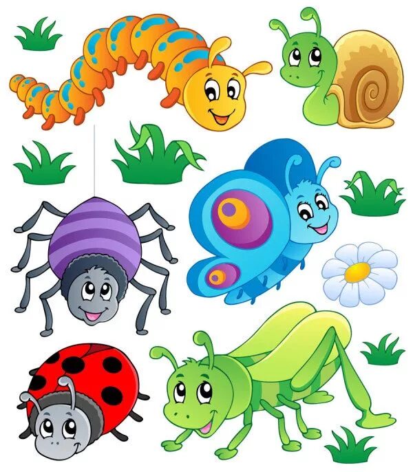 Насекомые для оформления в детском Funny Cartoon Insects vector set 02 Insect clipart, Bug art, Clip art