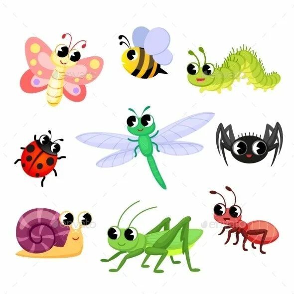Насекомые для оформления в детском Cute cartoon insects Butterfly cartoon images, Cartoon clip art, Cartoon butterf
