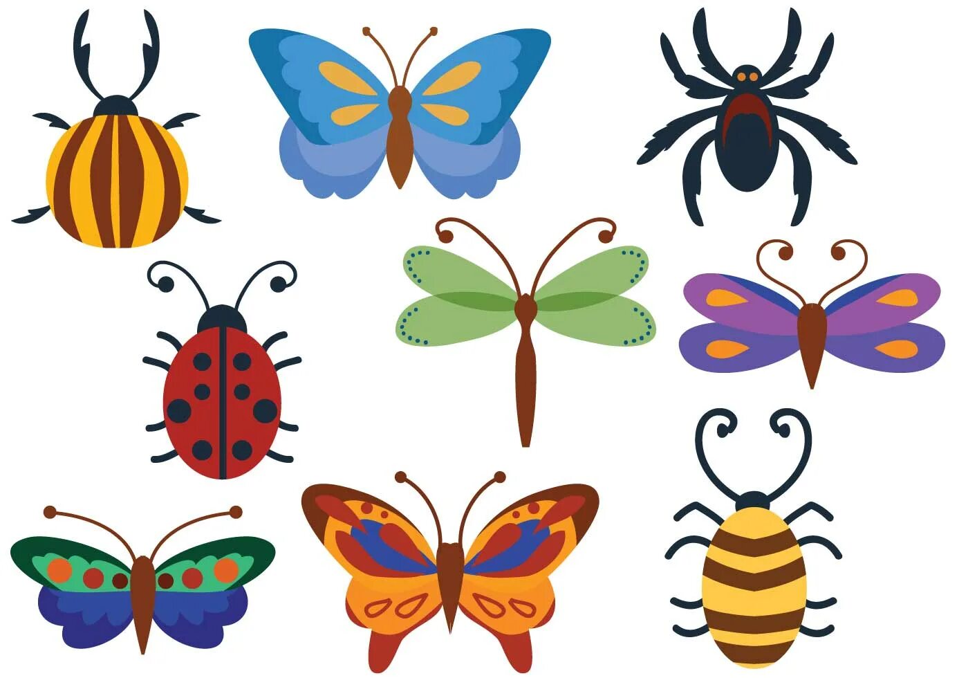 Насекомые для оформления в детском саду Free Bugs Vectors 111131 Vector Art at Vecteezy