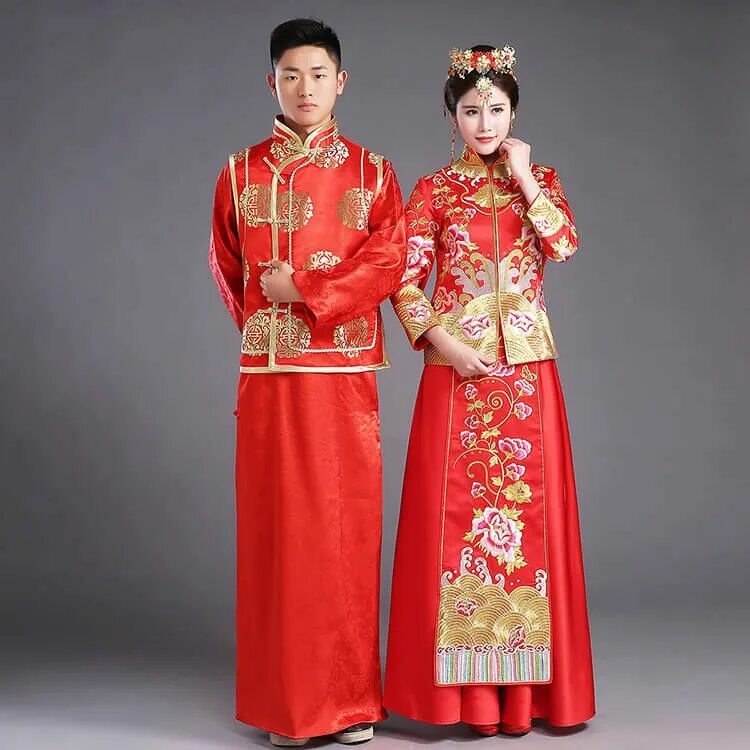 Национальная одежда китая фото Áo cưới truyền thống của người Trung Quốc Váy tàu, Váy cưới mùa hè, Váy cưới cổ 