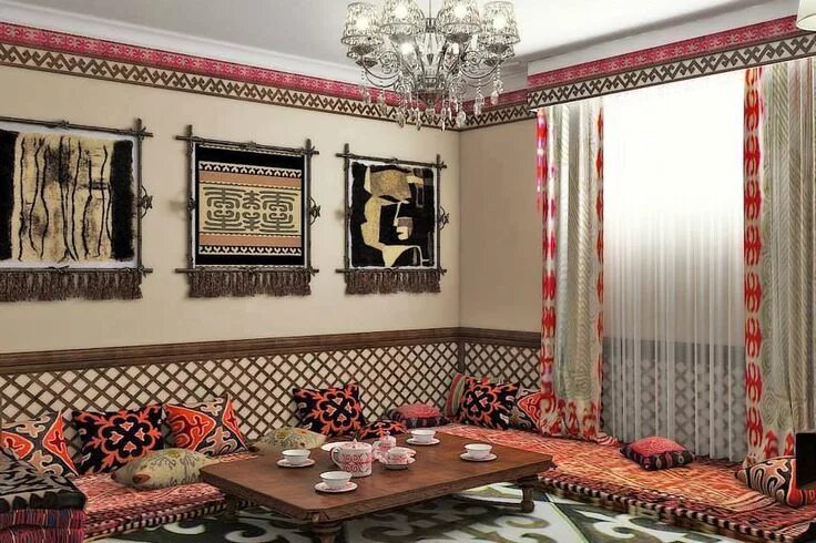 Национальные стили интерьера A room decorated in Kazakh style Дизайн интерьера в стиле ретро, Проектирование 