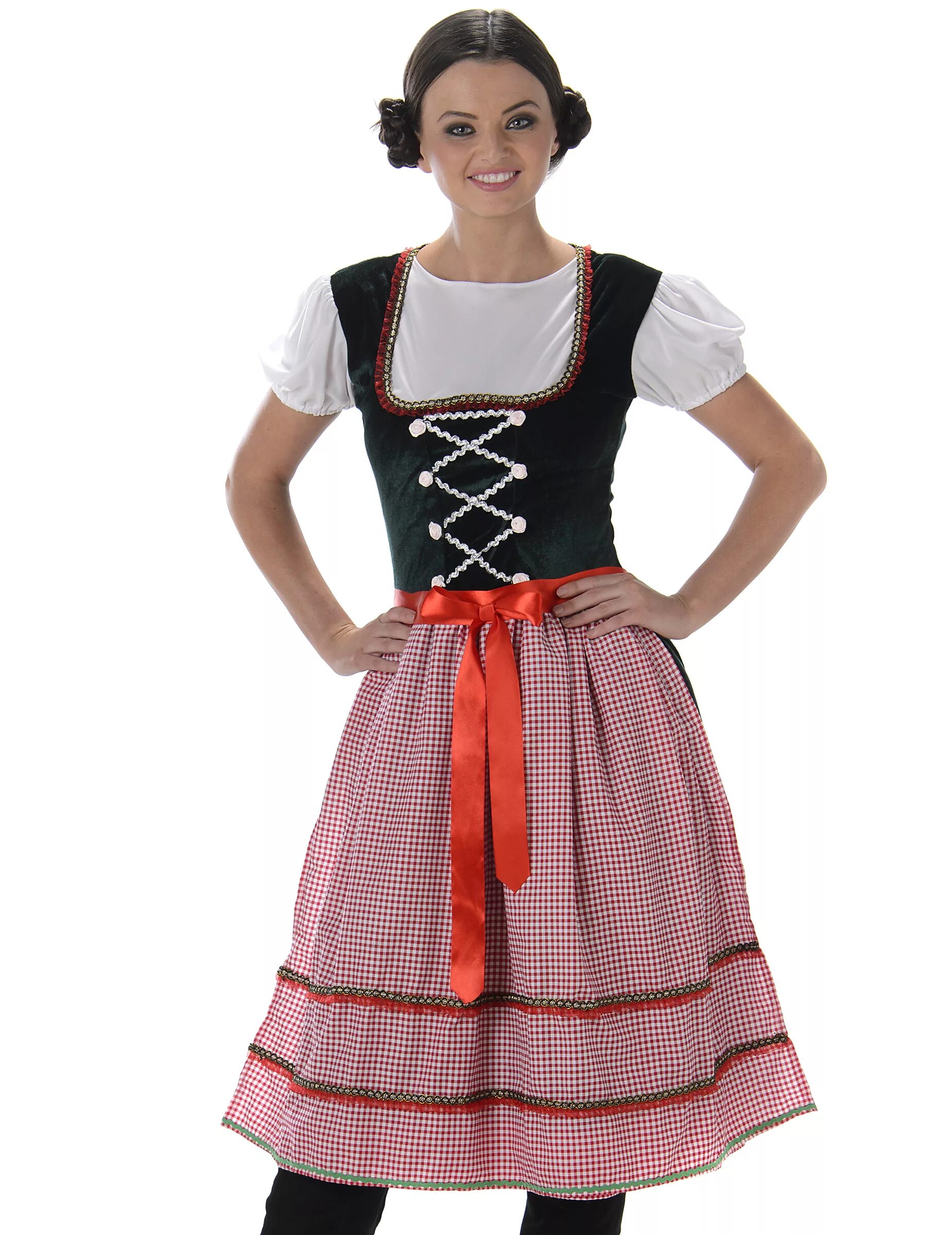 Национальный костюм немцев фото Dirndl-Kostüm Bayerin-Damenkostüm Tracht grün-rot-weiss - Cod.232824 eBay