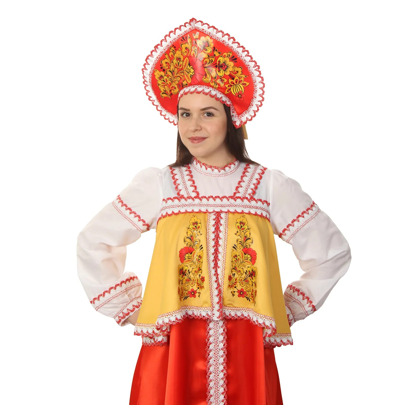 Национальный костюм русской девушки фото Костюм Страна карнавалия Русский женский с отлетной кокеткой размер 48. купить п