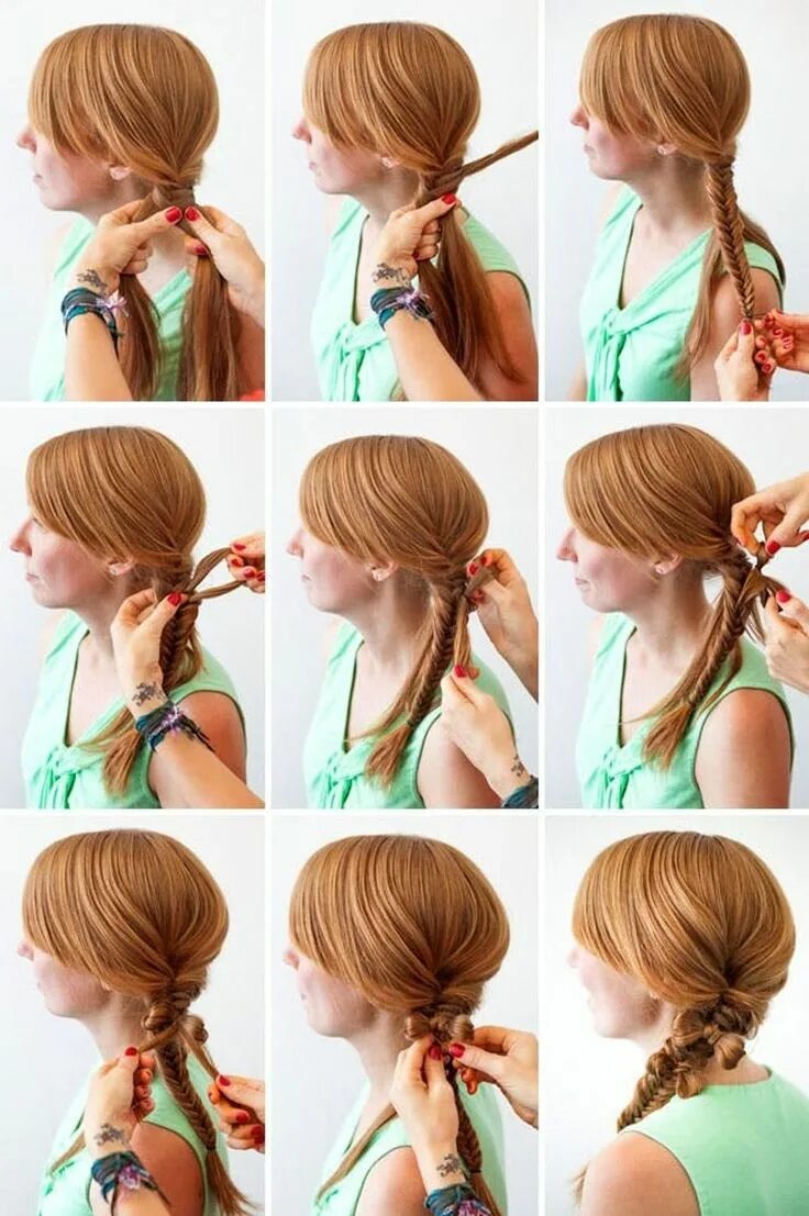 Найти как сделать прическу 3 New Ways to Add Hair Bows to Your 'Do Trenza cola de pez, Estilos de pelo, Mod