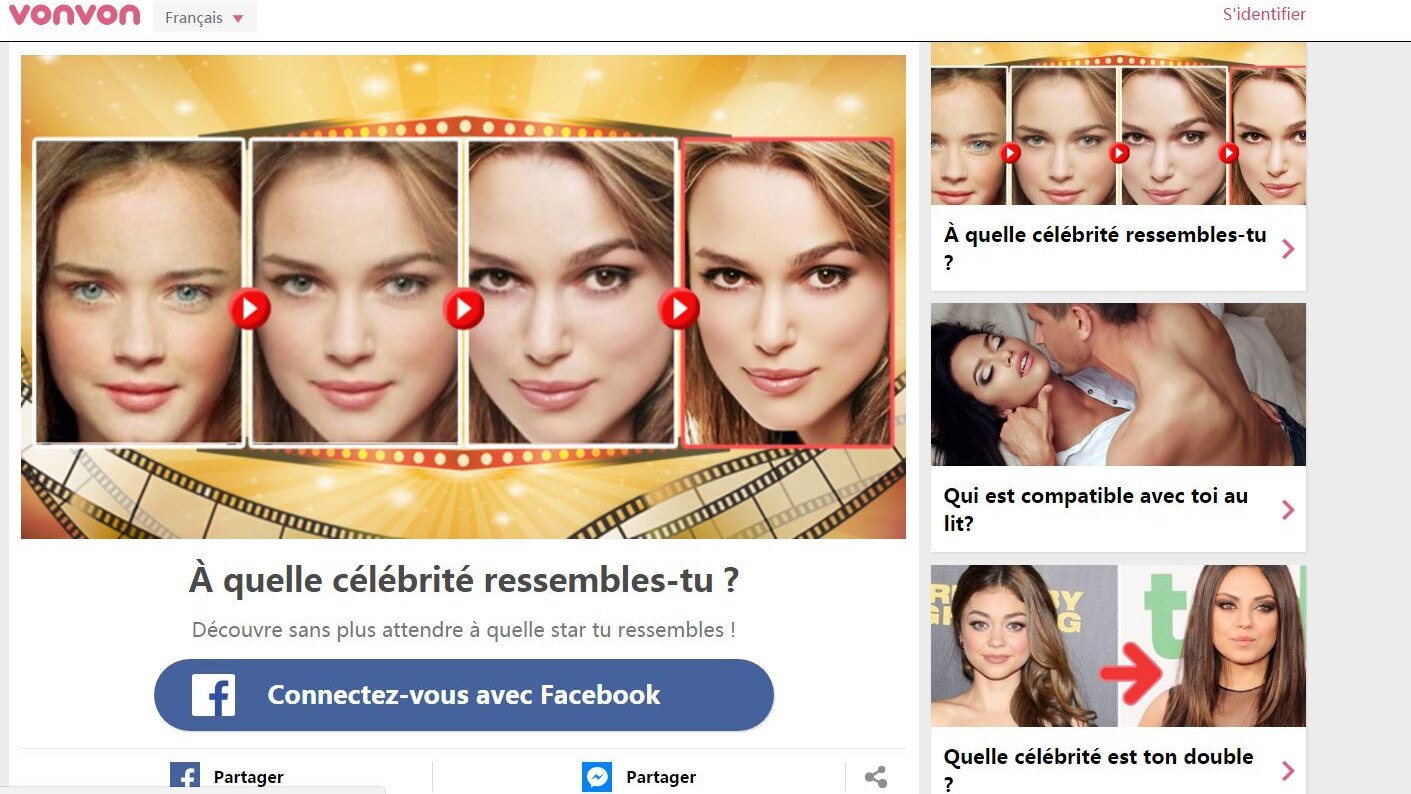 Найти похожую актрису по фото Le côté sombre des jeux-questionnaires en ligne