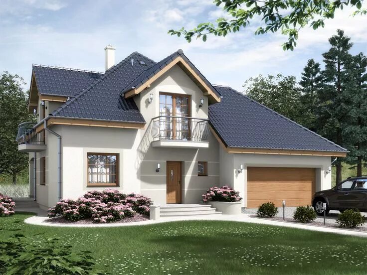 Найти проект дома по фото Casă de vis cochetă cu o suprafată de 114 m² Современные фасады дома, Дизайн экс