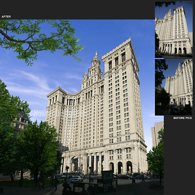 Найти здание по фото Photo Retouch - Digital Enhanced - Municipal Building - Manhattan, New York, (NY