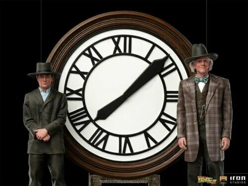 Назад в будущее часы фото INSTOCK! Iron Studios Back To the Future III Marty and Doc at the Clock (Deluxe)