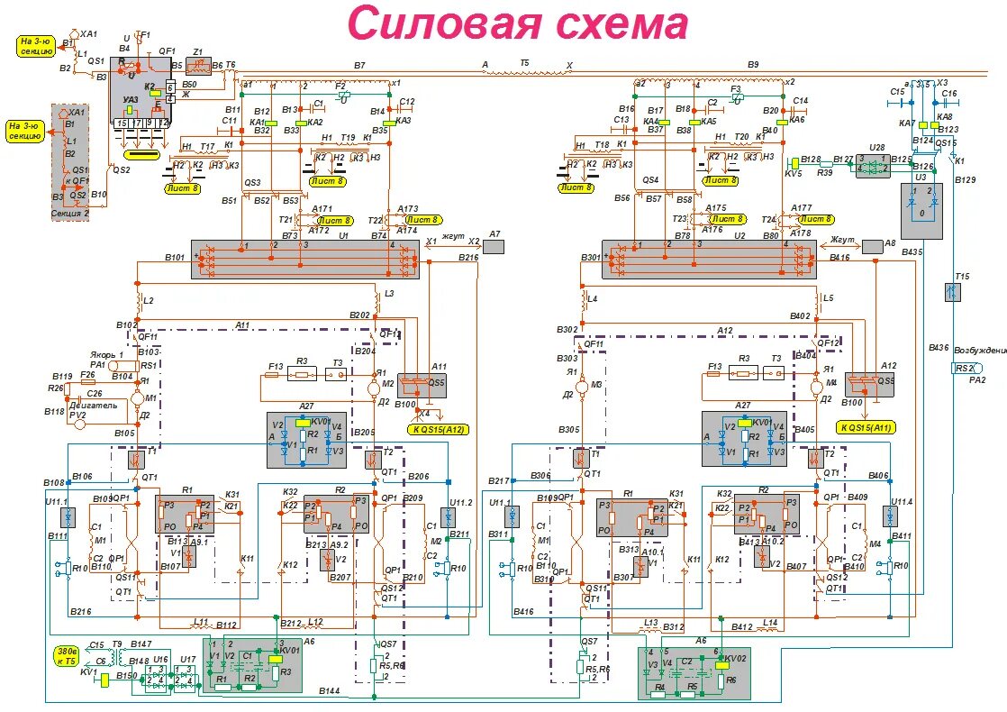 Назначение электрических схем электровоза Описание схемы электрических цепей электровозов "Ермак" с пусковым двигателем