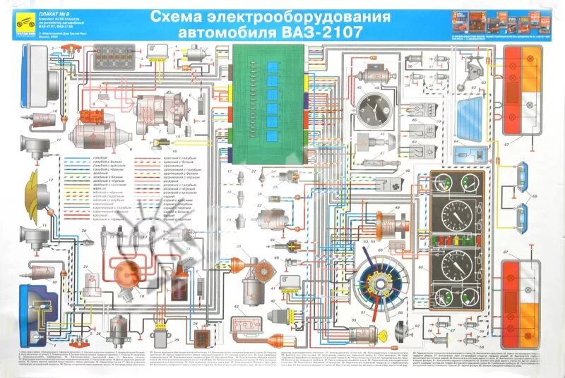 Назначение электросхемы "Устройство автомобилей ВАЗ-2107, ВАЗ-2108 (комплект из 20 плакатов)" Книжный Ла