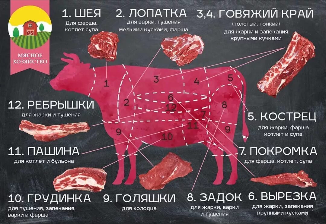 Название частей туши говядины при разделке фото Где туши