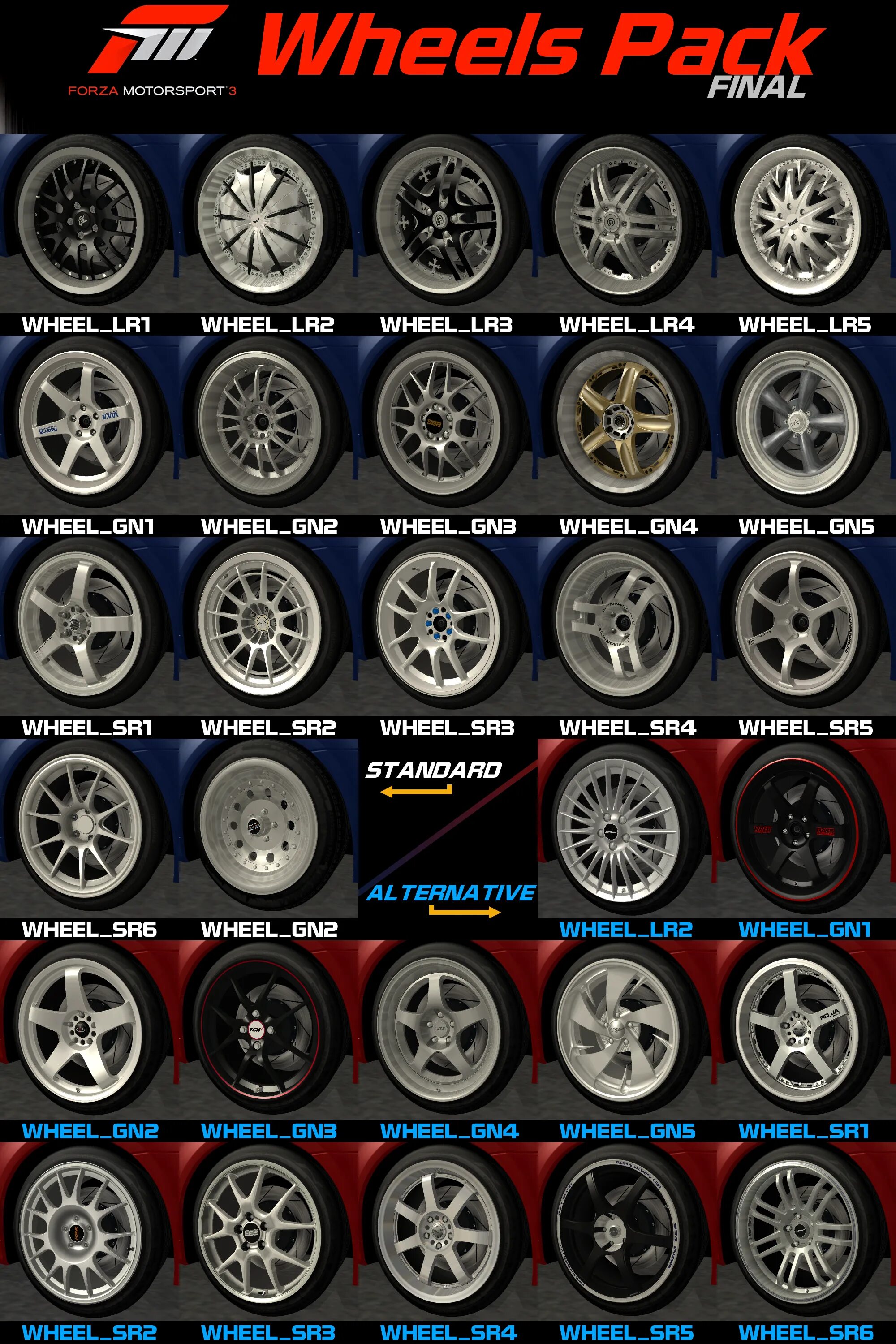 Название дисков по фото Скачать GTA SA "Wheels Pack FM3 FINAL - 29 Wheels"