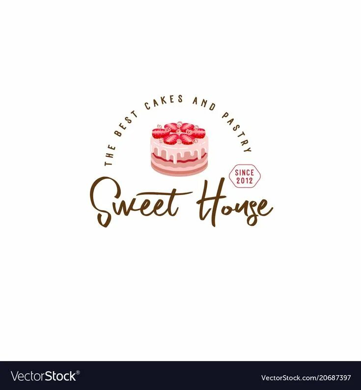 Название для кондитерской на дому варианты Logo cake house strawberry Royalty Free Vector Image Cake logo, Cake logo design