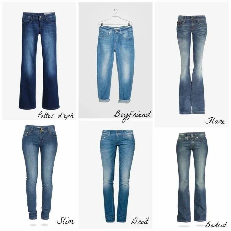 Название джинс женских по форме с фото Les basiques indispensables du dressing Modische hosen, Jeans, Modestil