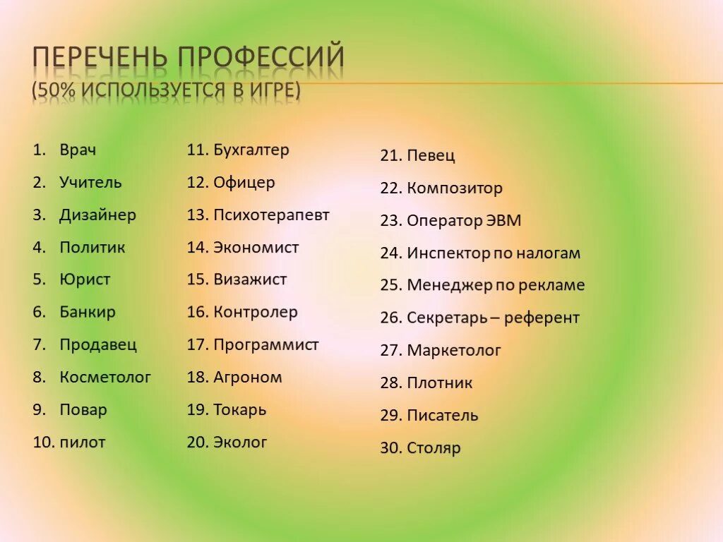 Название фото работ Какие есть профессии список