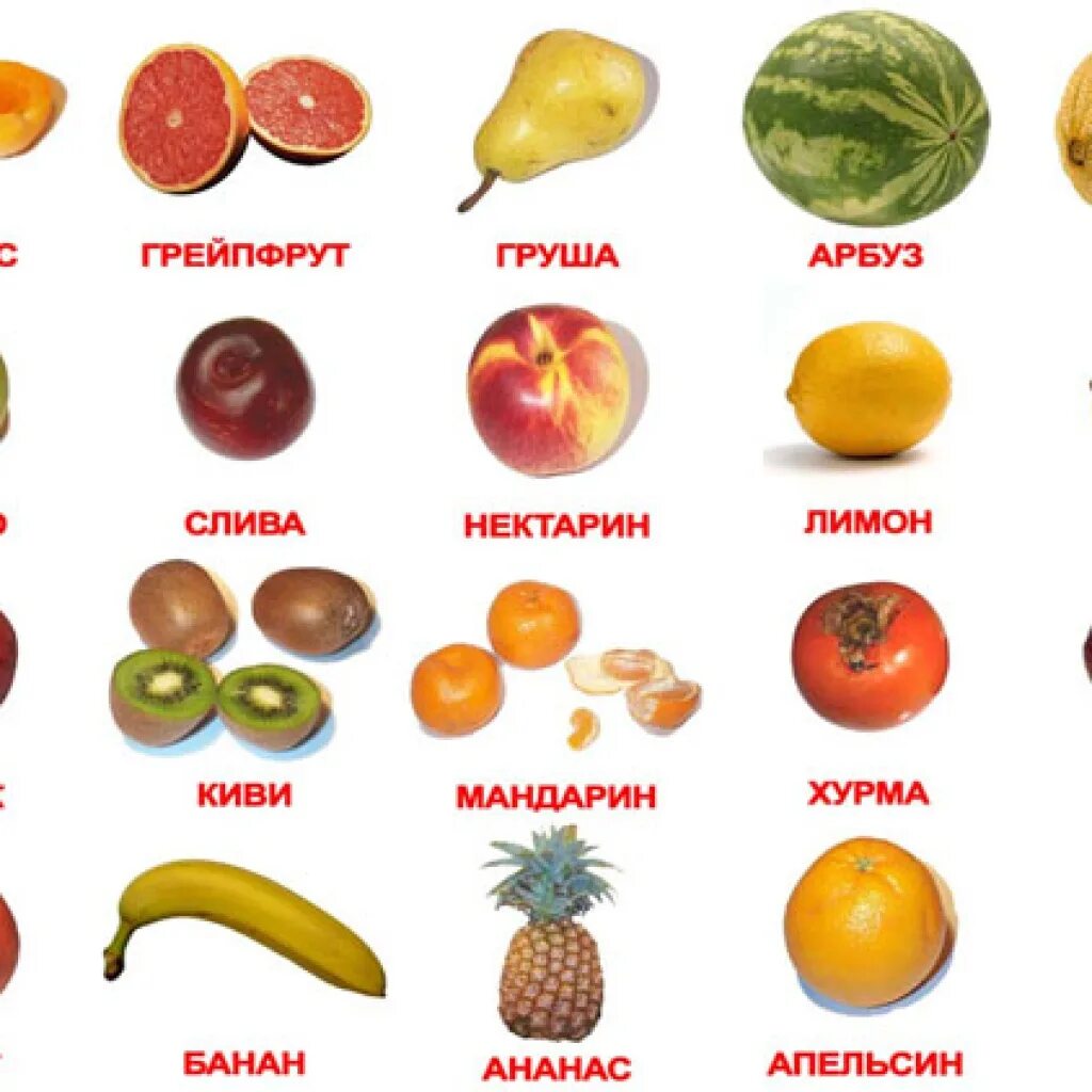 Название по фото фруктов и овощей Интерактивные карточки Домана