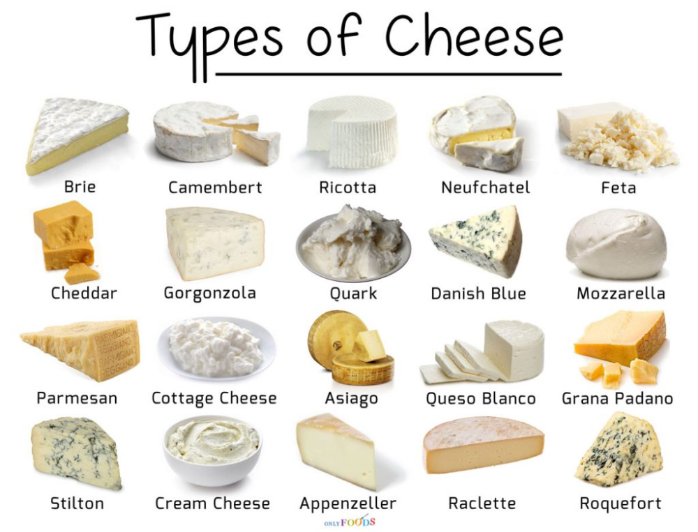 Название сыров список с фото и описанием Types of Cheese with Pictures Types of cheese, Cheese, Soft cheese