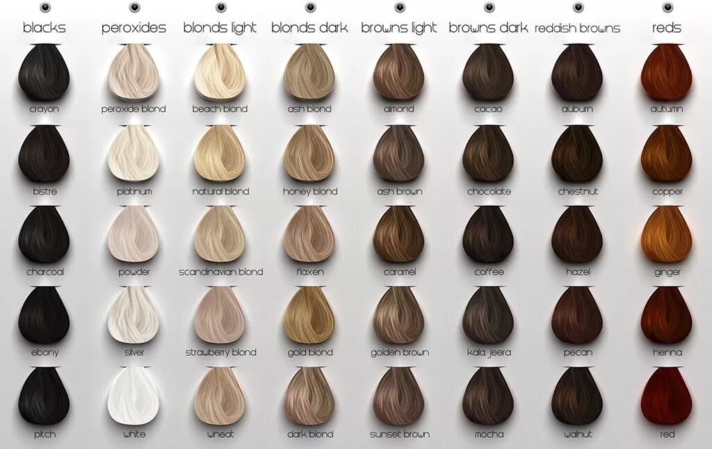 Название цвета волос палитра фото Ash Hair Color Chart