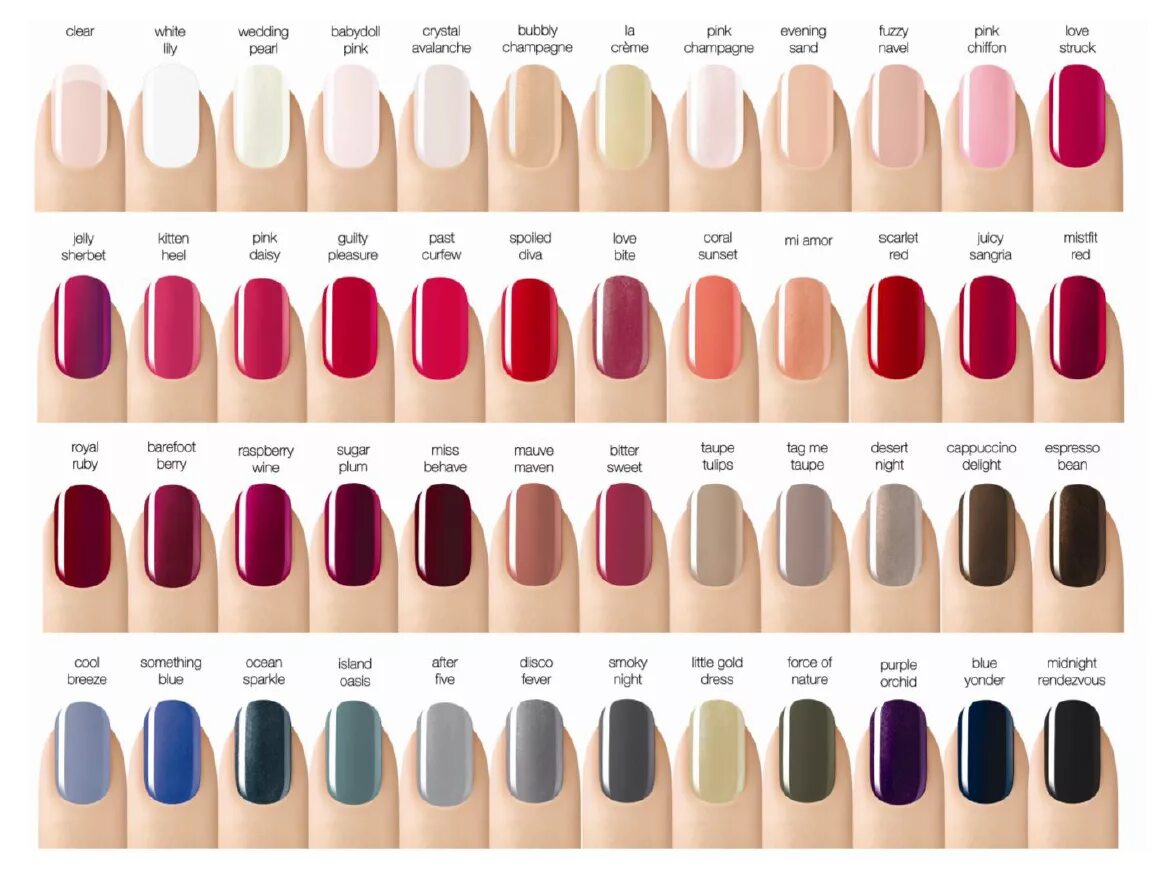 Название цветов маникюра Polish Galore: SensatioNail's 2013 Nail Color Collection Shellac nail colors, Op