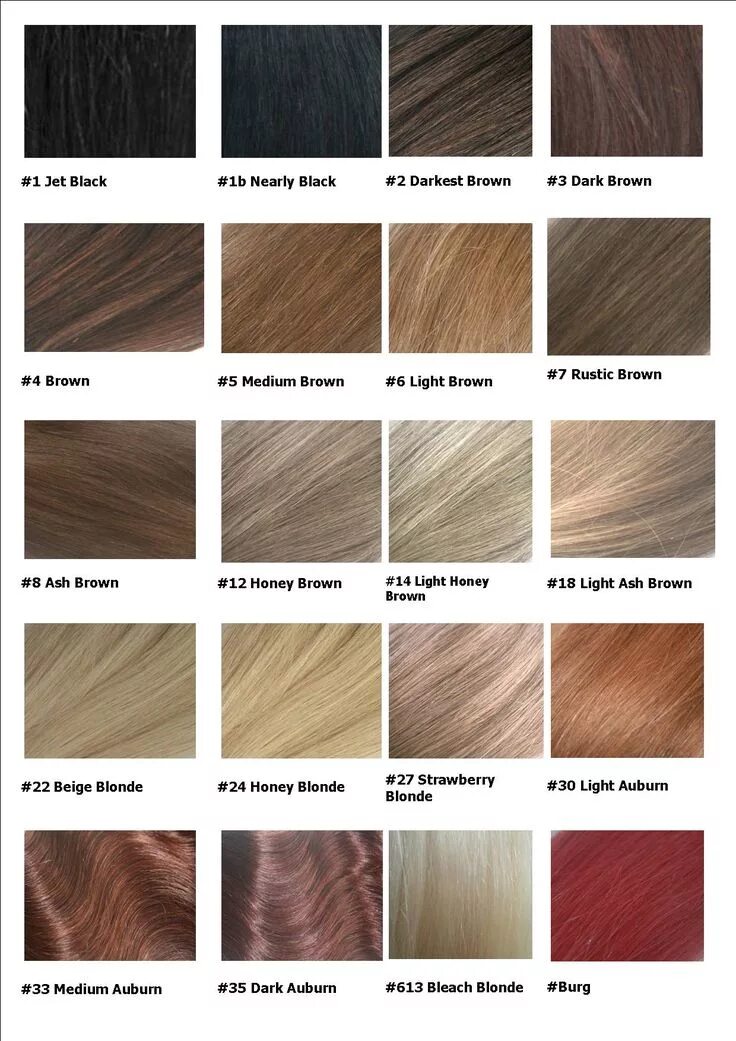 Название цветов волос с фото Hair Color Chart Swatch - JoBSPapa.com
