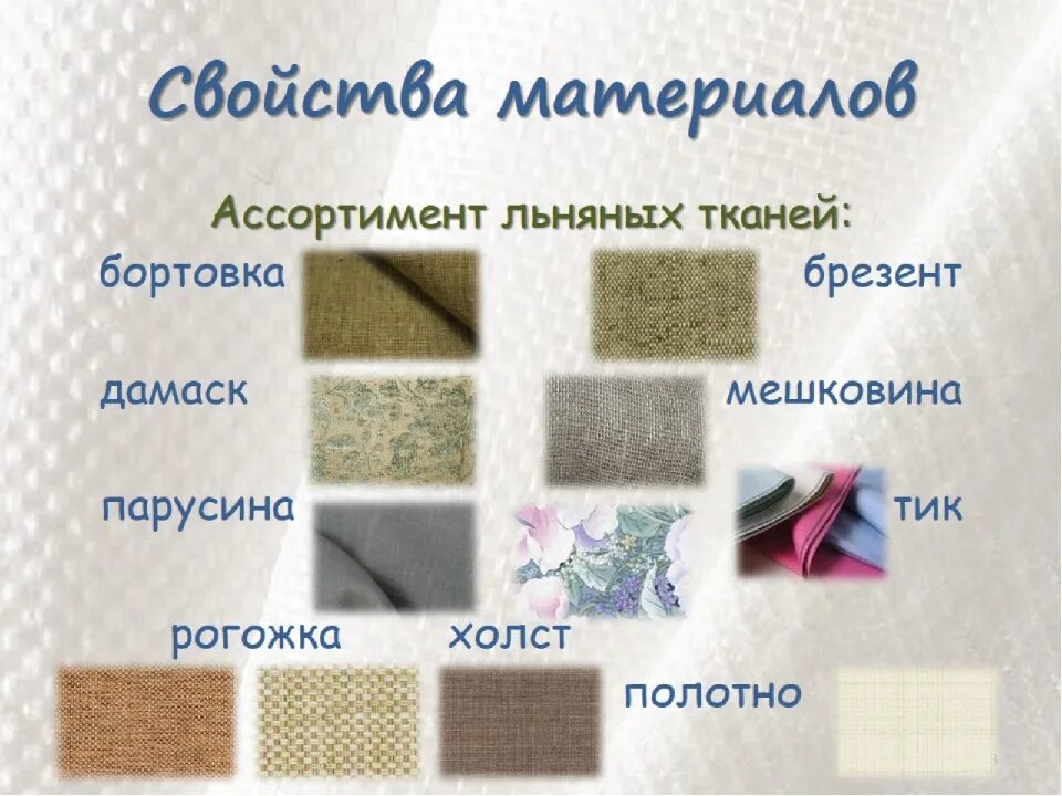 Название тканей список с фото Льняные ткани названия