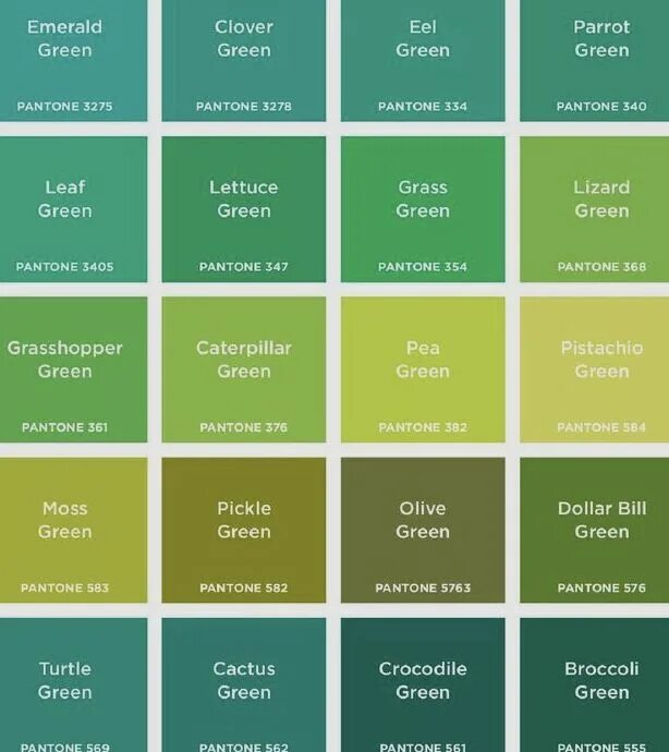 Название зеленых цветов фото Which is Your Favorite Pantone Green?