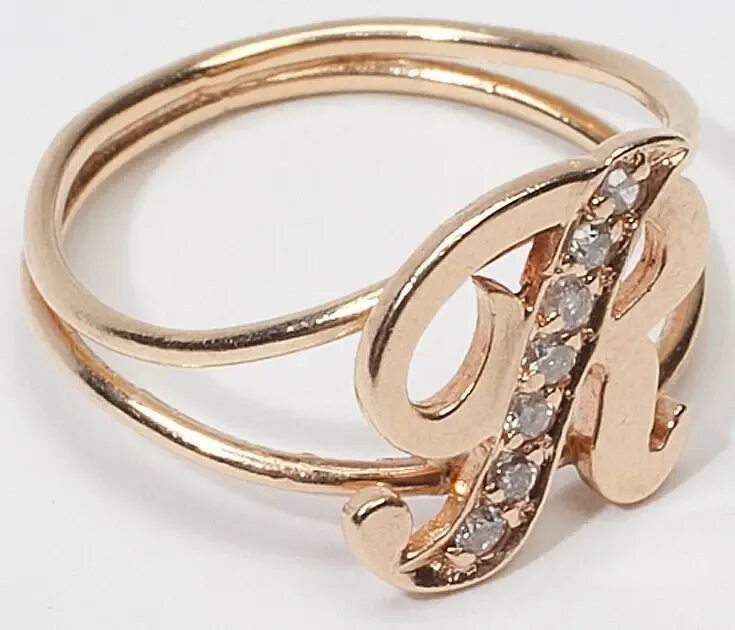 Названия и фото колец Customized Rose Gold Crystal Name Initial Alphabet Ring - Buy Initial Ring cryst