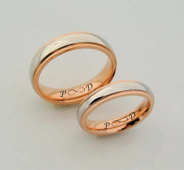 Названия и фото колец Personalized Rose Gold & Silver Ring Set Custom Engraved Ring Couple Ring Set Hi