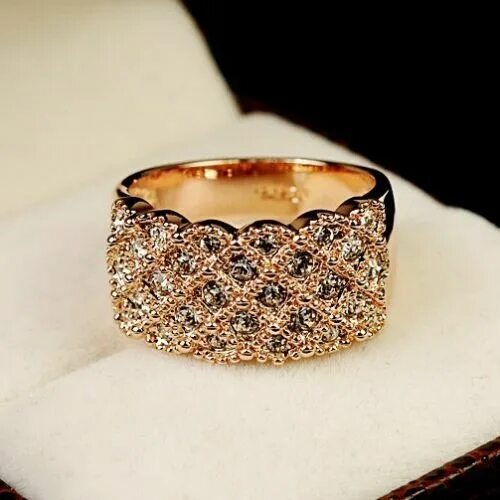 Названия и фото колец 18k Rose Yellow Gold gp lab Diamond Pave Wide Wedding Party Anniversary Ring eBa