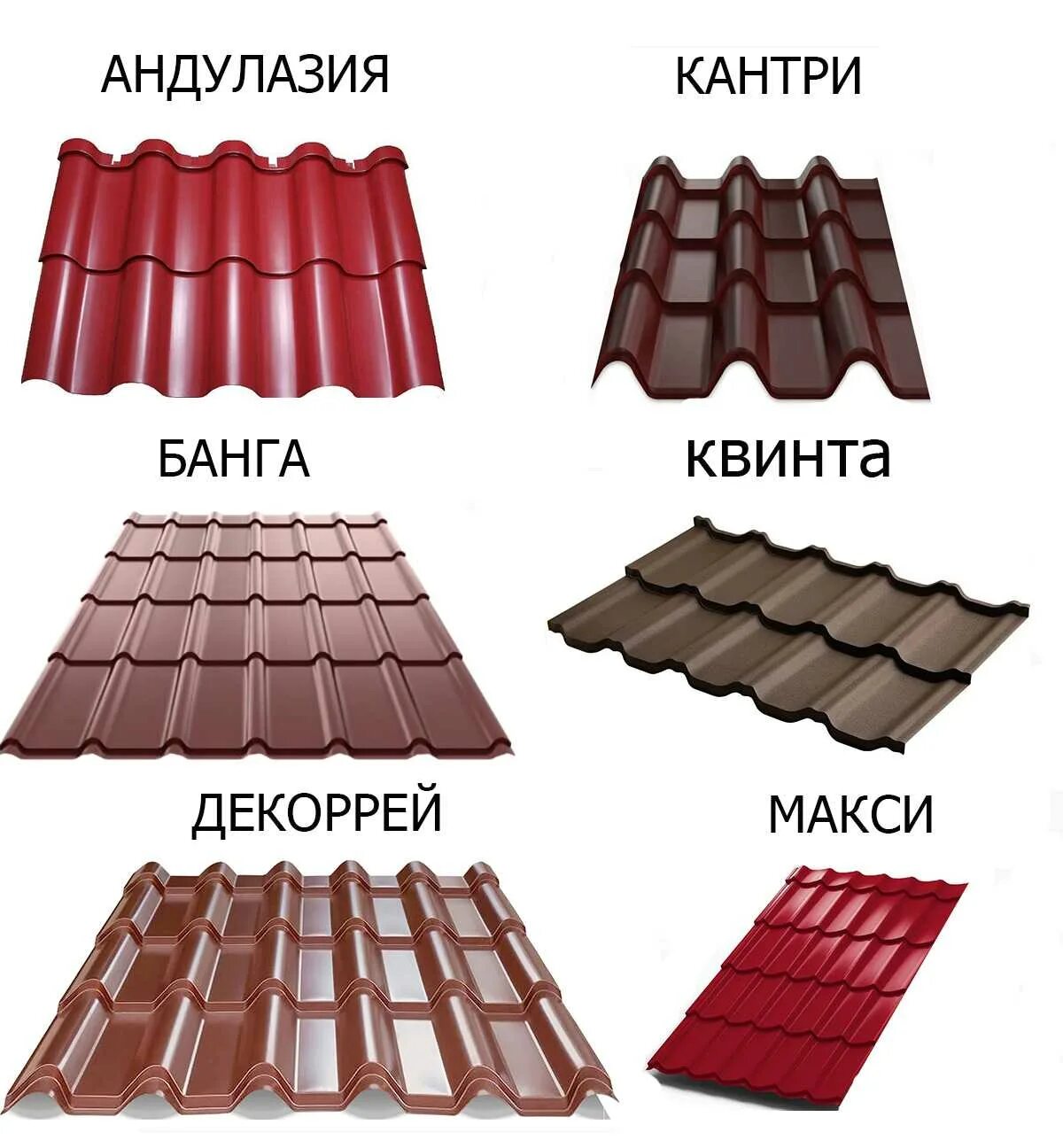 Названия металлочерепицы для крыши фото Цвета металлочерепицы для крыши + фото