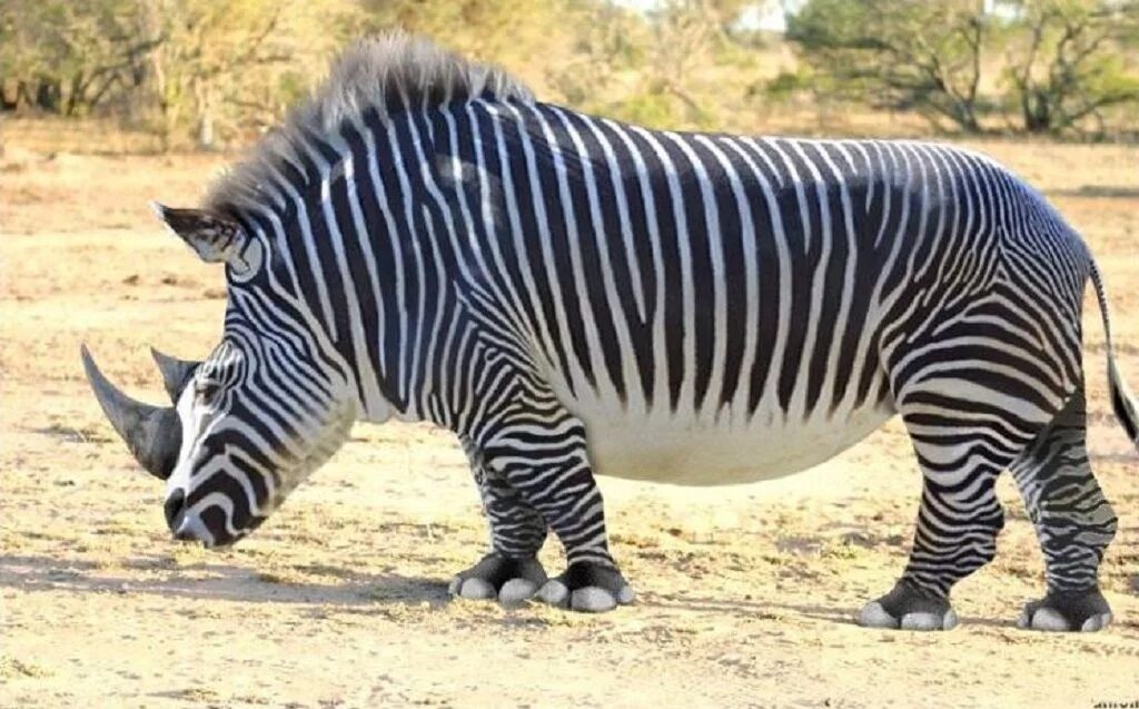 Не существует животные картинки Un ejemplar de rinoceronte cebra (especie muy rara de ver) Сумасшедшие животные,