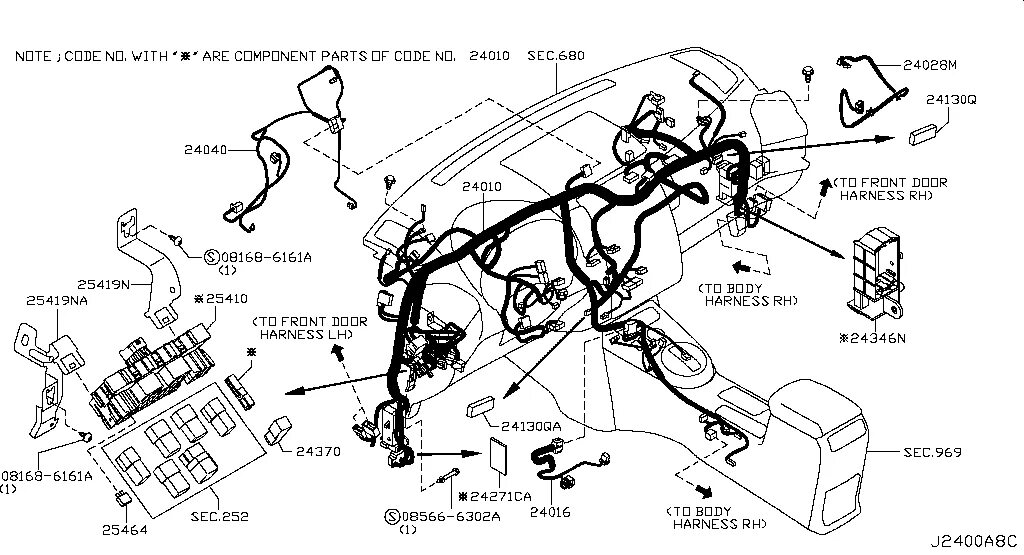 Ниссан х трейл схема проводки Wiring (denso) для Nissan X-Trail T31, 2 поколение, рестайлинг 07.2010 - 02.2015