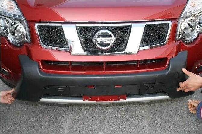Ниссан х трейл т31 2.5 фото бампера Защитная накладка на передний бампер OEM-Tuning Nissan X-Trail FL 2011-2014 /нис