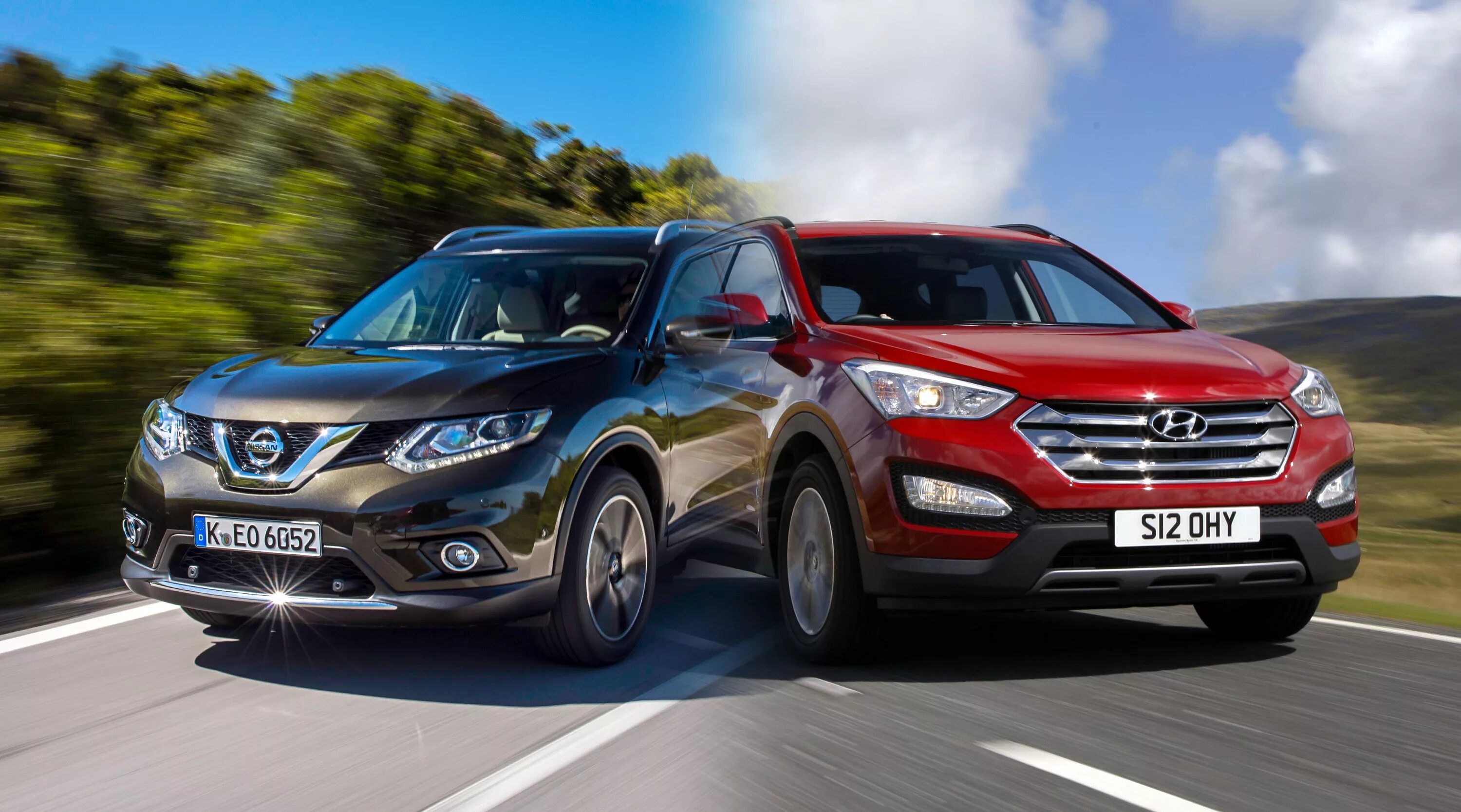 Ниссан хундай фото Nissan X-Trail vs Hyundai Santa Fe X trail