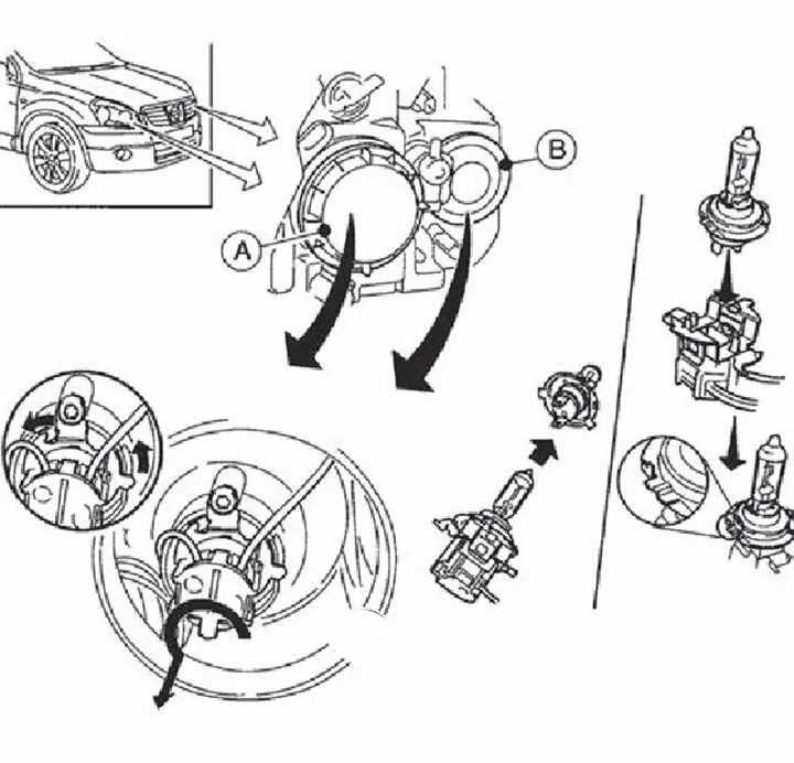 Ниссан кашкай j10 подключение лампы ближнего света Замена лямпаў у аўтамабілі (Нісан Кашкай 1 J10, 2006-2013) - "Агульная інфармацы