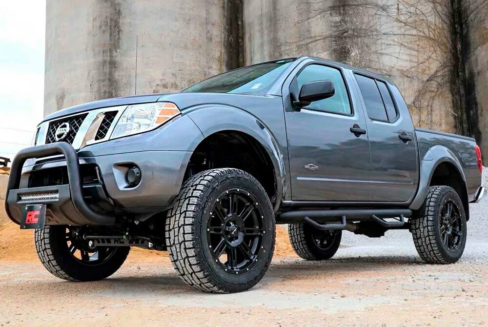 Ниссан лифт фото Rough Country ® B-F2017 - 3" Black LED Bull Bar with Skid Plate