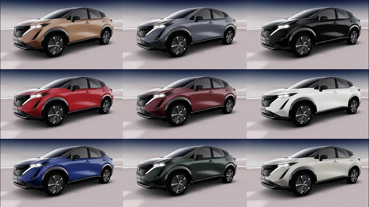 Ниссан модельный ряд фото с названиями Nissan Ariya Colours - Detailed Comparison - YouTube