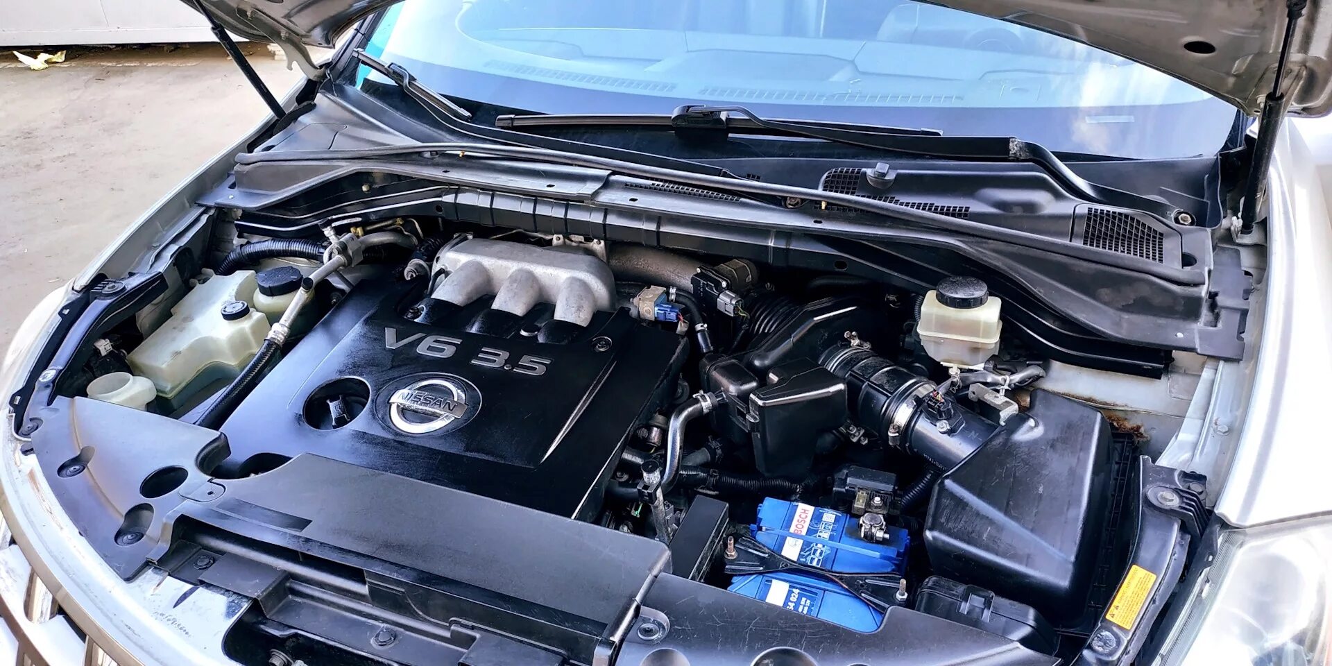 Ниссан мурано фото под капотом Приводим подкапотное пространство в порядок - Nissan Murano I, 3,5 л, 2005 года 