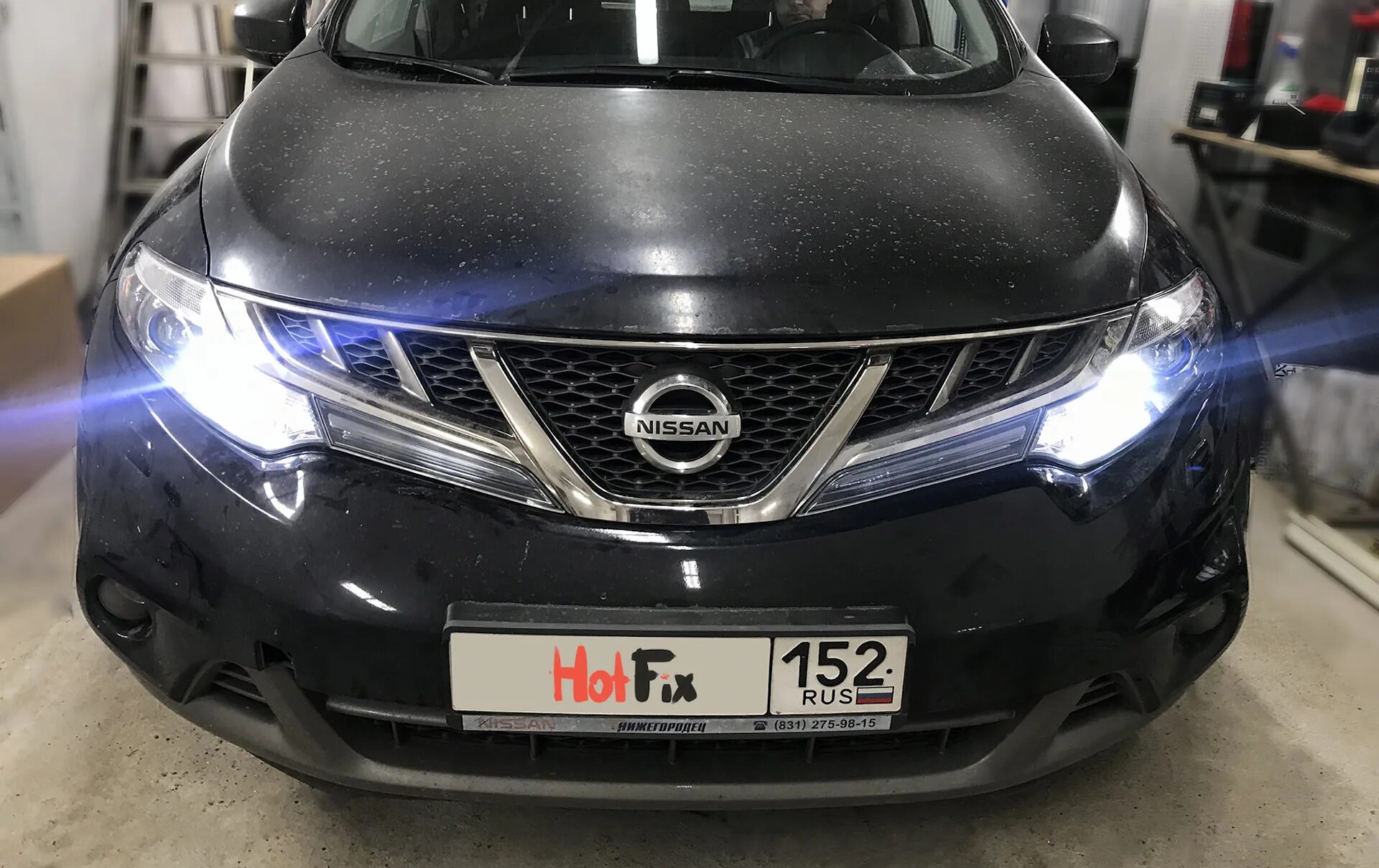Ниссан мурано тюнинг фар Nissan Murano Z51 - Би-светодиодные линзы GTR-mini DXL + custom DRL by HotFix - 
