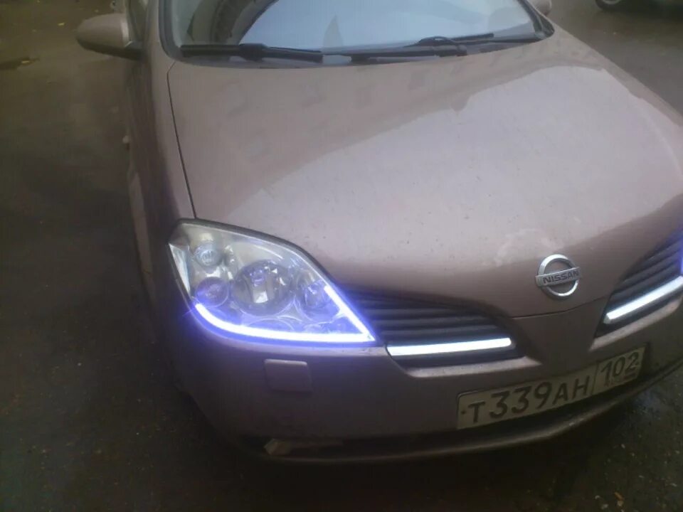 Ниссан примера тюнинг фар Гибкие неоны лента в передние фары - Nissan Primera (P12), 1,6 л, 2005 года тюни